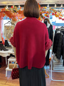 Cassidy Faux Fur Button Cape - Maroon