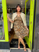 Magic Animal Print Short Dress- Tan Leopard