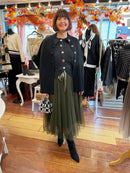 Cassidy Faux Fur Button Cape - Black