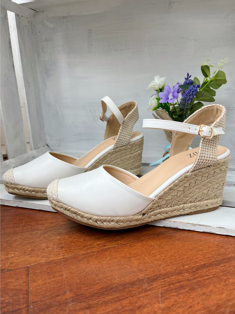 Redz Espadrille Wedge White Sandal 6090-2A