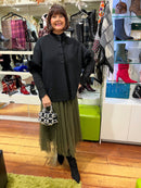 Cassidy Faux Fur Button Cape - Black