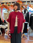 Cassidy Faux Fur Button Cape - Maroon