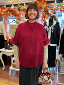 Cassidy Faux Fur Button Cape - Maroon