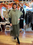 Cassidy Faux Fur Button Cape - Green