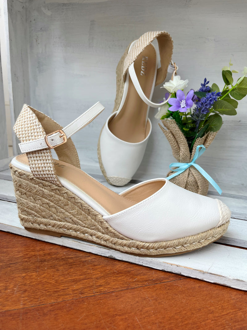 Redz Espadrille Wedge White Sandal 6090-2A