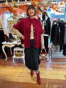 Cassidy Faux Fur Button Cape - Maroon
