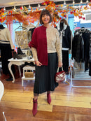 Cassidy Faux Fur Button Cape - Maroon