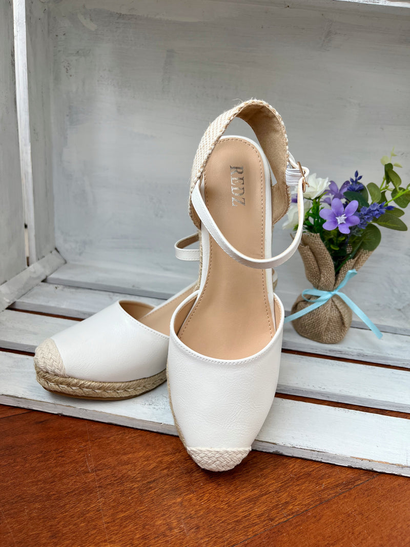 Redz Espadrille Wedge White Sandal 6090-2A