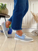 Heavenly Feet 'Shelly' Grey/Blue Deck Shoe
