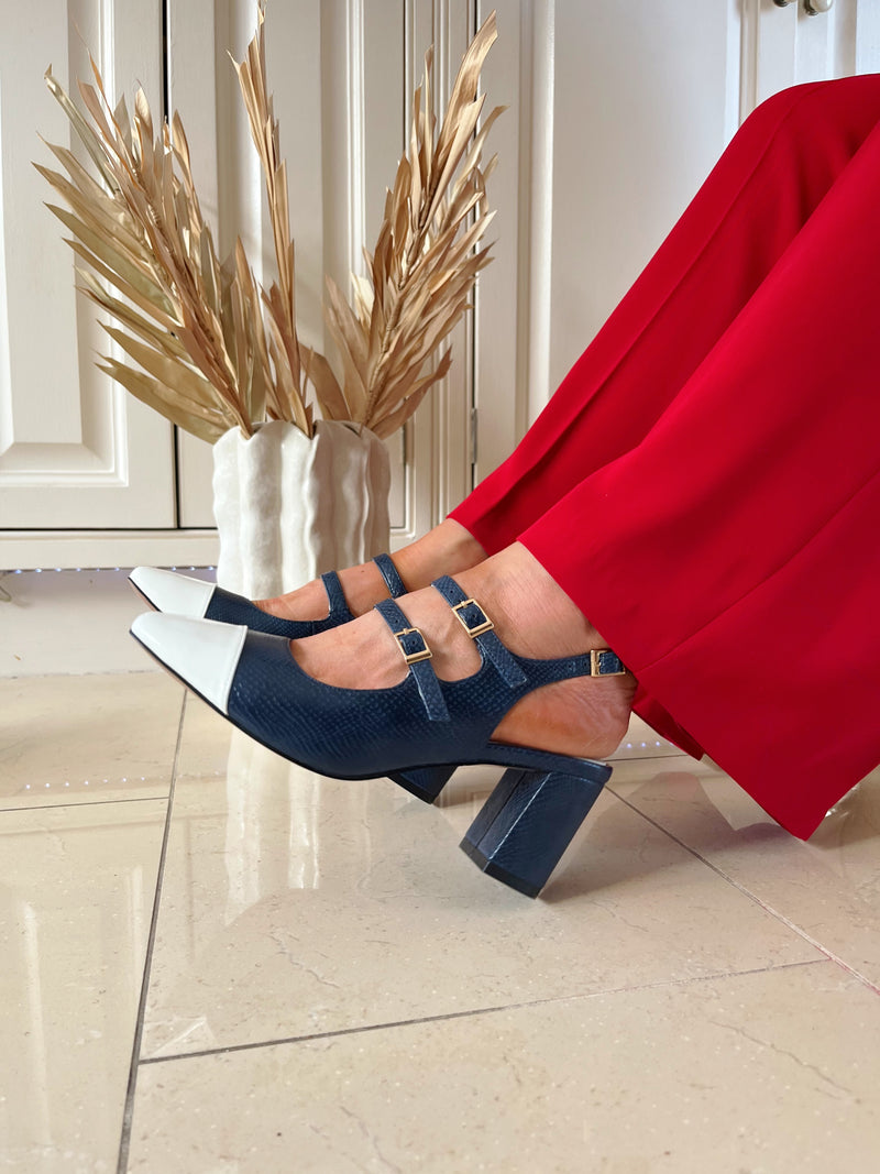 Dancing Matilda Mary Jane Navy Sling Back 030