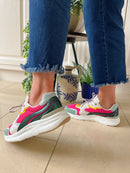 Tommy Bowe Berad Maher Forest Neon Trainer - Pink, Sage Green & Yellow Mix