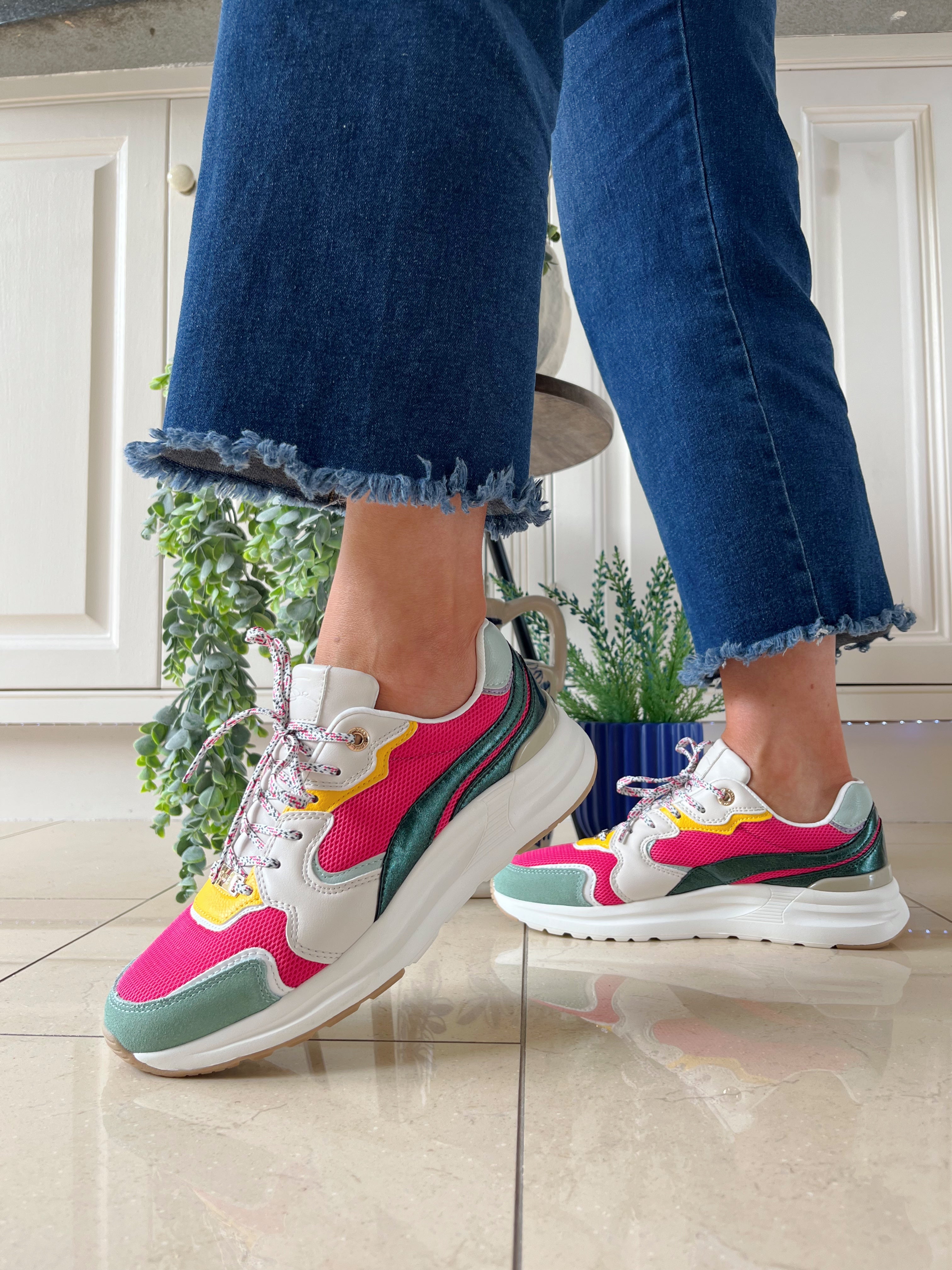 Tommy Bowe Berad Maher Forest Neon Trainer - Pink, Sage Green & Yellow