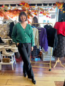 Maddison Jewel Button Cardi - Jade Green