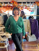 Maddison Jewel Button Cardi - Jade Green