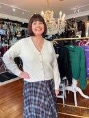 Maddison Jewel Button Cardi - Cream