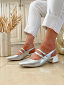 Dancing Matilda Mary Jane Sling-Back 019 Silver