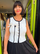 Lexi Floral Applique Pearl Button Waistcoat - Cream