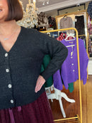 Maddison Jewel Button Cardi - Black