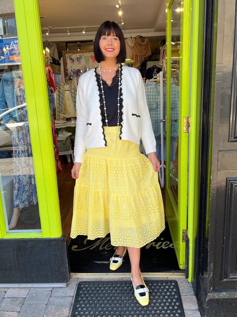 Freya Embroidery Skirt - Lemon