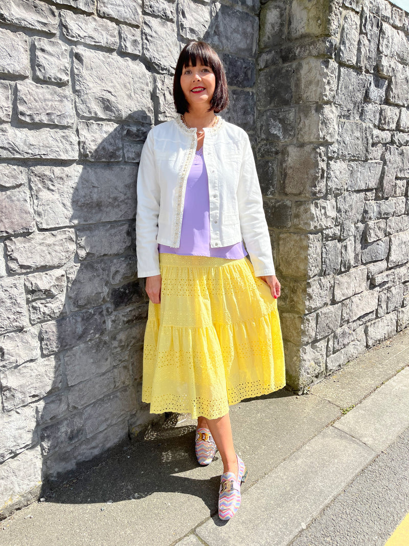 Freya Embroidery Skirt - Lemon