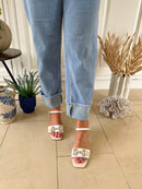 Kate Appleby Dunsden Almond Block Sandals - Beige & White