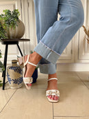 Kate Appleby Dunsden Almond Block Sandals - Beige & White