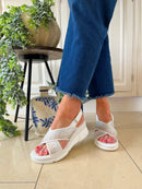 Redz Diamanté Wedge Sandal White 3J8713-9