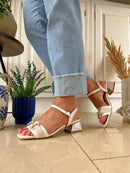 Kate Appleby Dunsden Almond Block Sandals - Beige & White