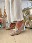 Dancing Matilda Pearl Embroidered Court Shoe 018 - Rose Beige