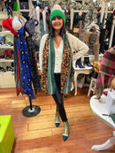 Thika Leopard & Stripe Scarf - Green