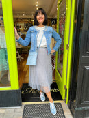 Roxy Tulle Skirt With Crochet Underlay - Grey