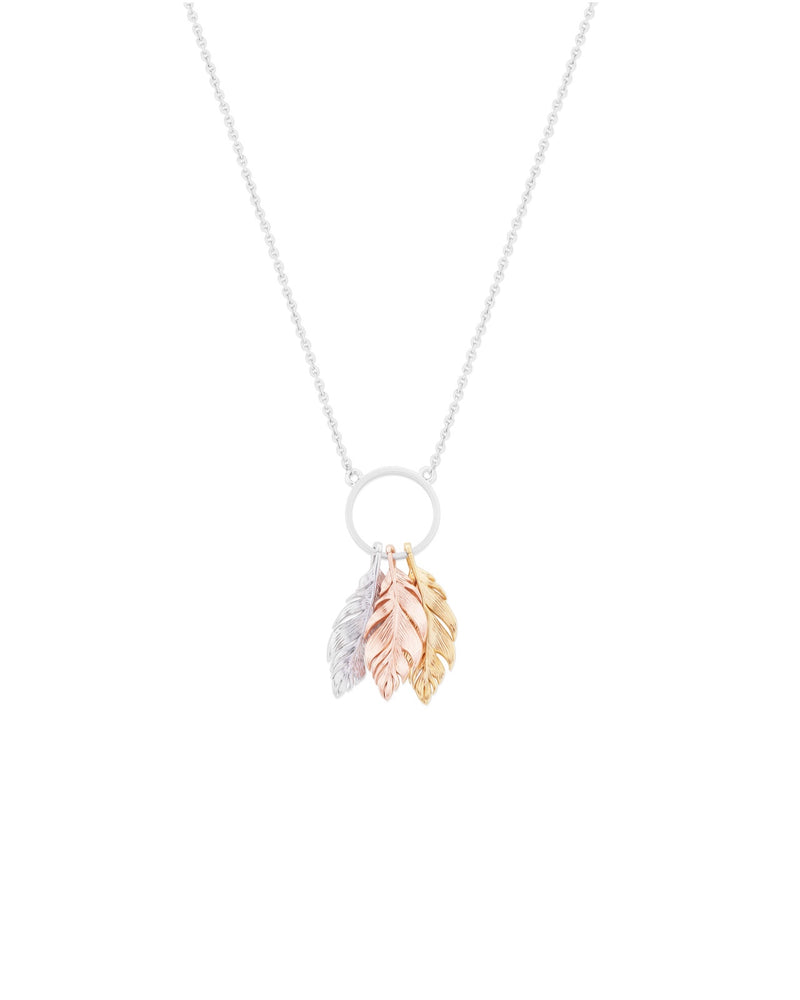 Tipperary Feather Pendant Silver, Gold & Rose 158788