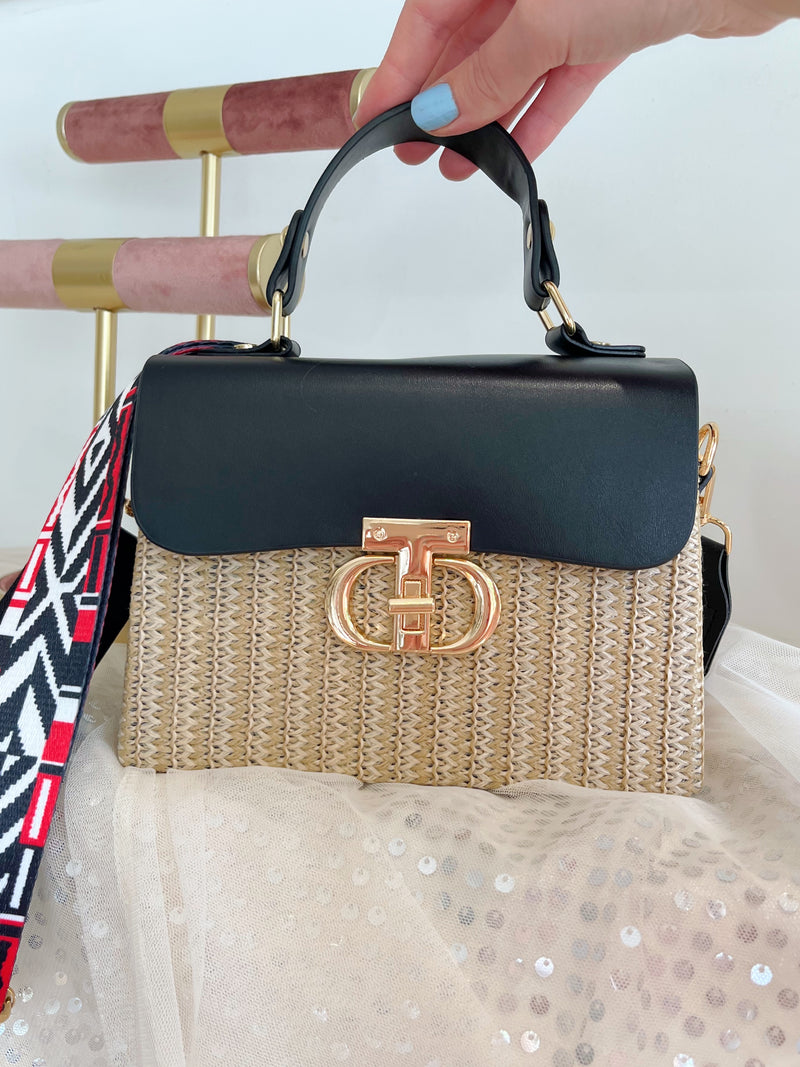 Selma Straw Bag - Black