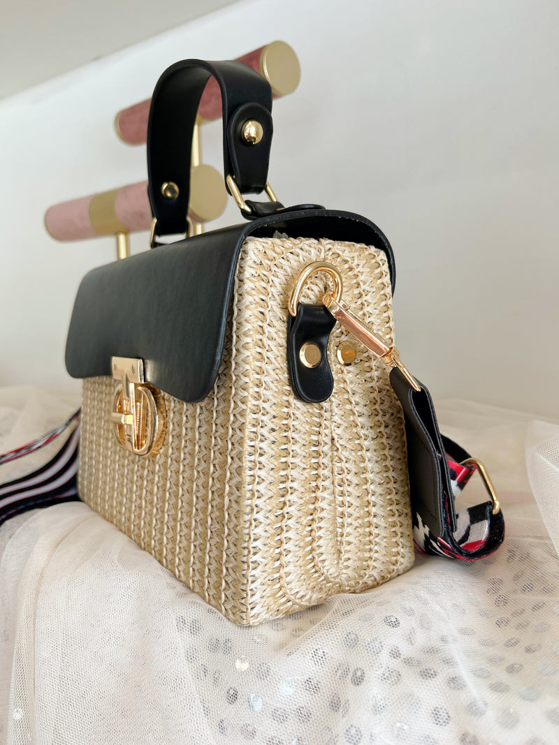 Selma Straw Bag - Black