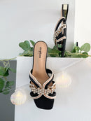 Stephan Woven Crystal Mules - Black QQ-223