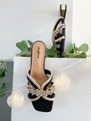 Stephan Woven Crystal Mules - Black QQ-223