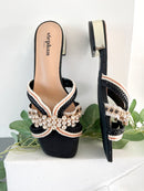 Stephan Woven Crystal Mules - Black QQ-223