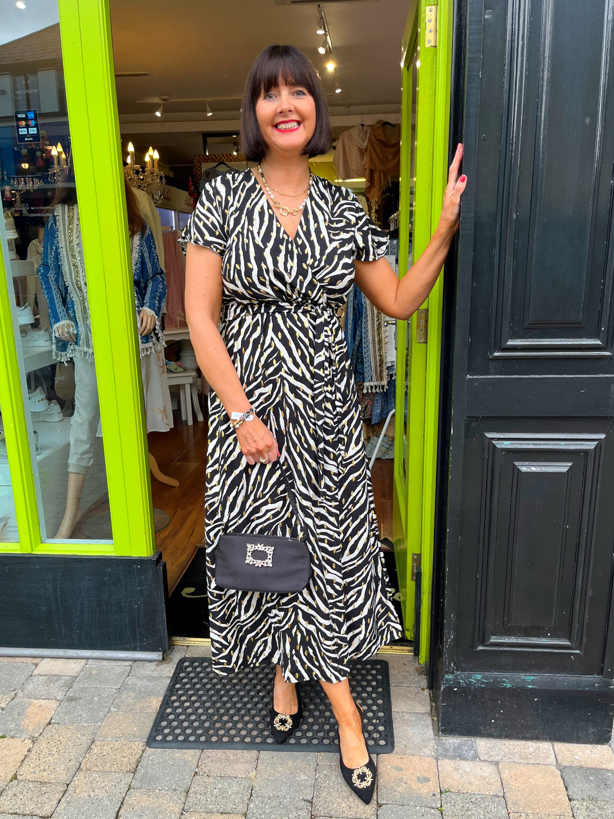 Darla Zebra & Gold Print Dress