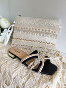 Stephan Woven Crystal Mules - Black QQ-223