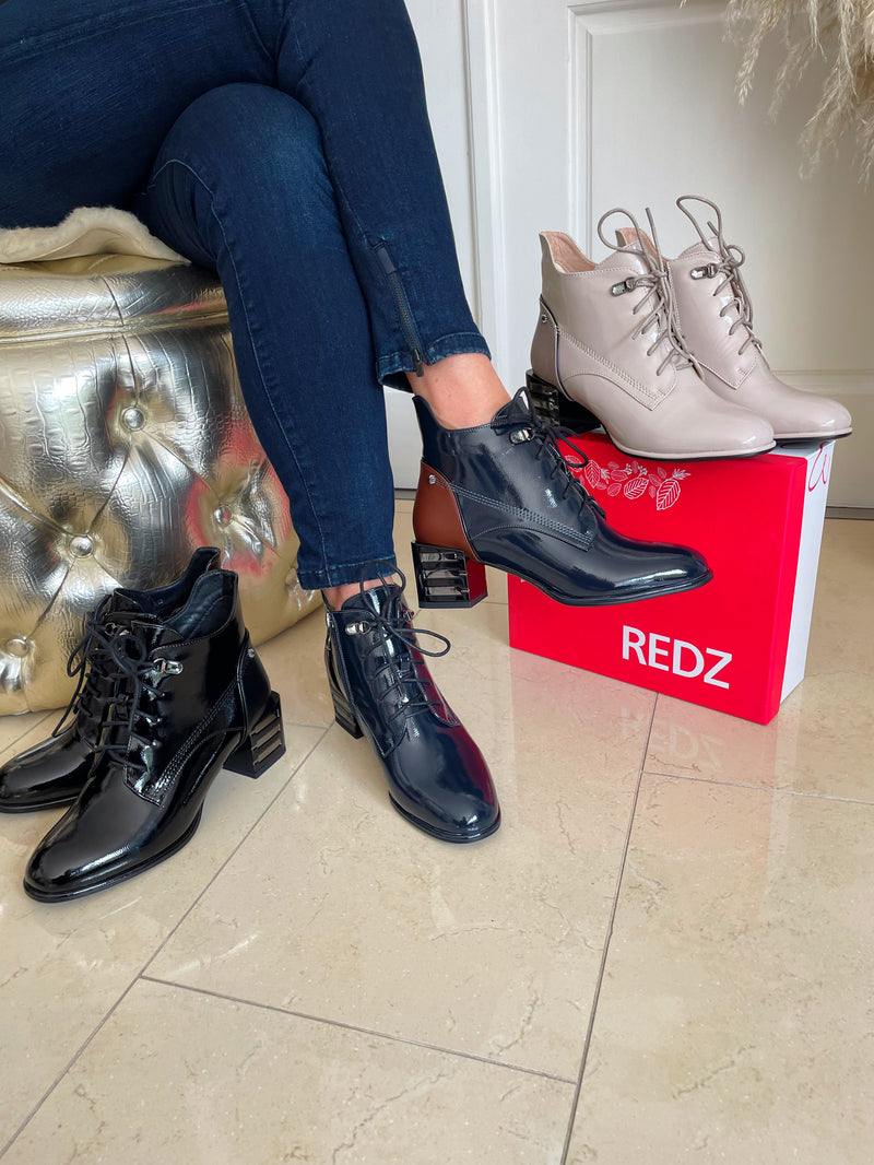 Redz Lace Up Black Ankle Boot H1002