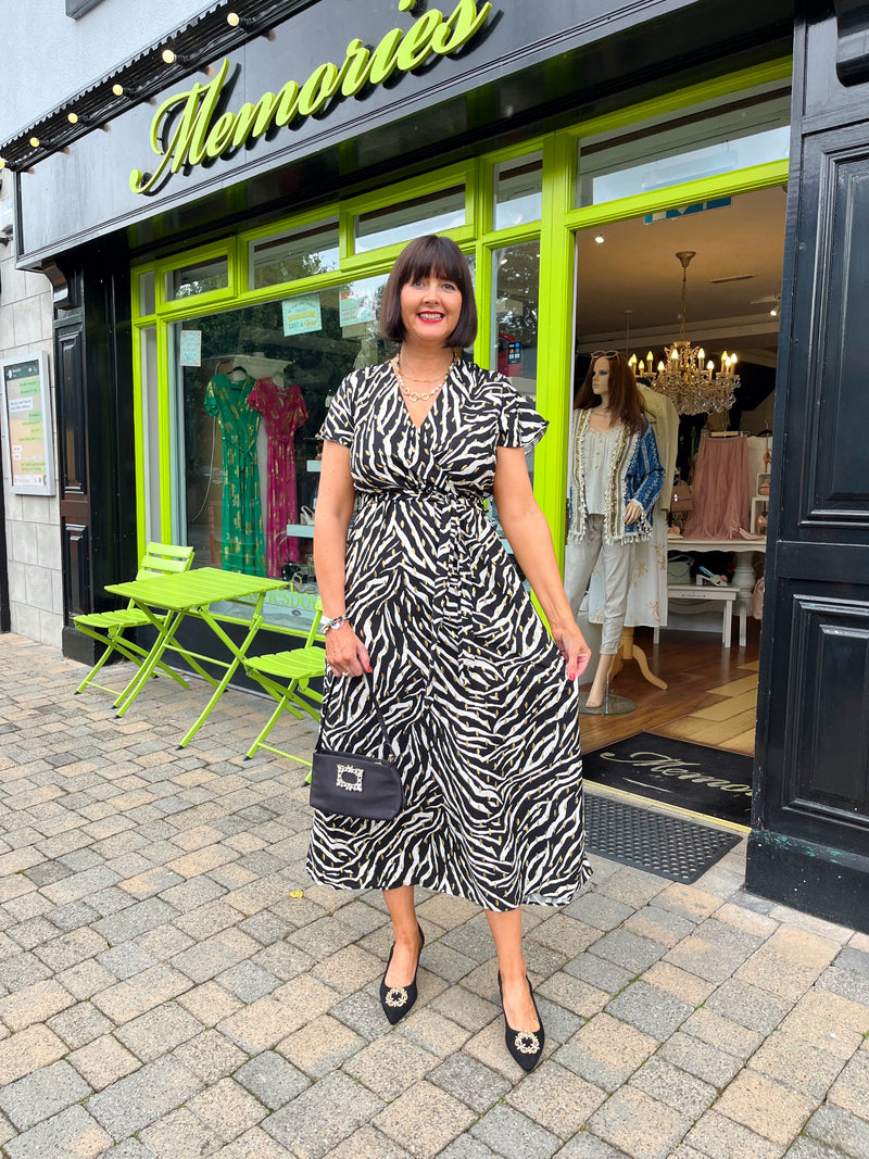 Darla Zebra & Gold Print Dress