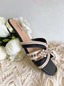 Stephan Woven Crystal Mules - Black QQ-223