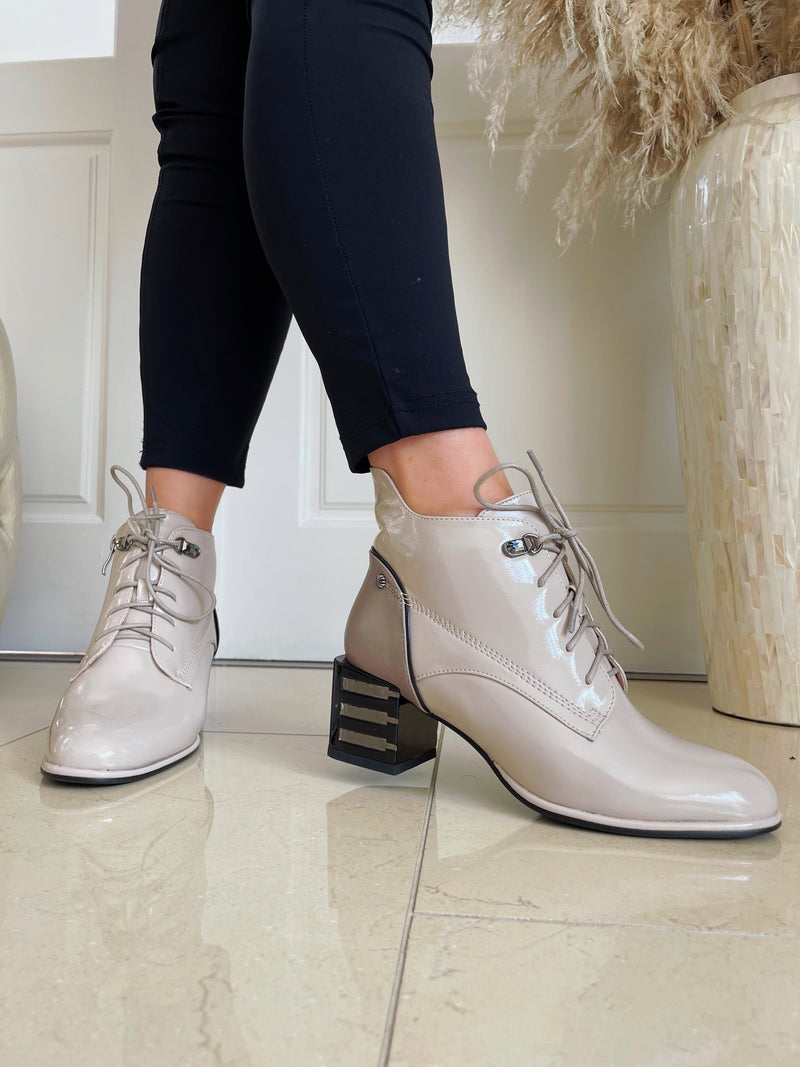 Redz Lace Up Beige Ankle Boot H1002