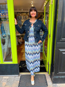 Magic Aztec Printed Magic Maxi Dress- Purple, Aqua & Blue