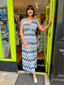 Magic Aztec Printed Magic Maxi Dress- Purple, Aqua & Blue