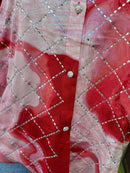 Gayle Diamante Embellished & Print Shirt - Red & Pink
