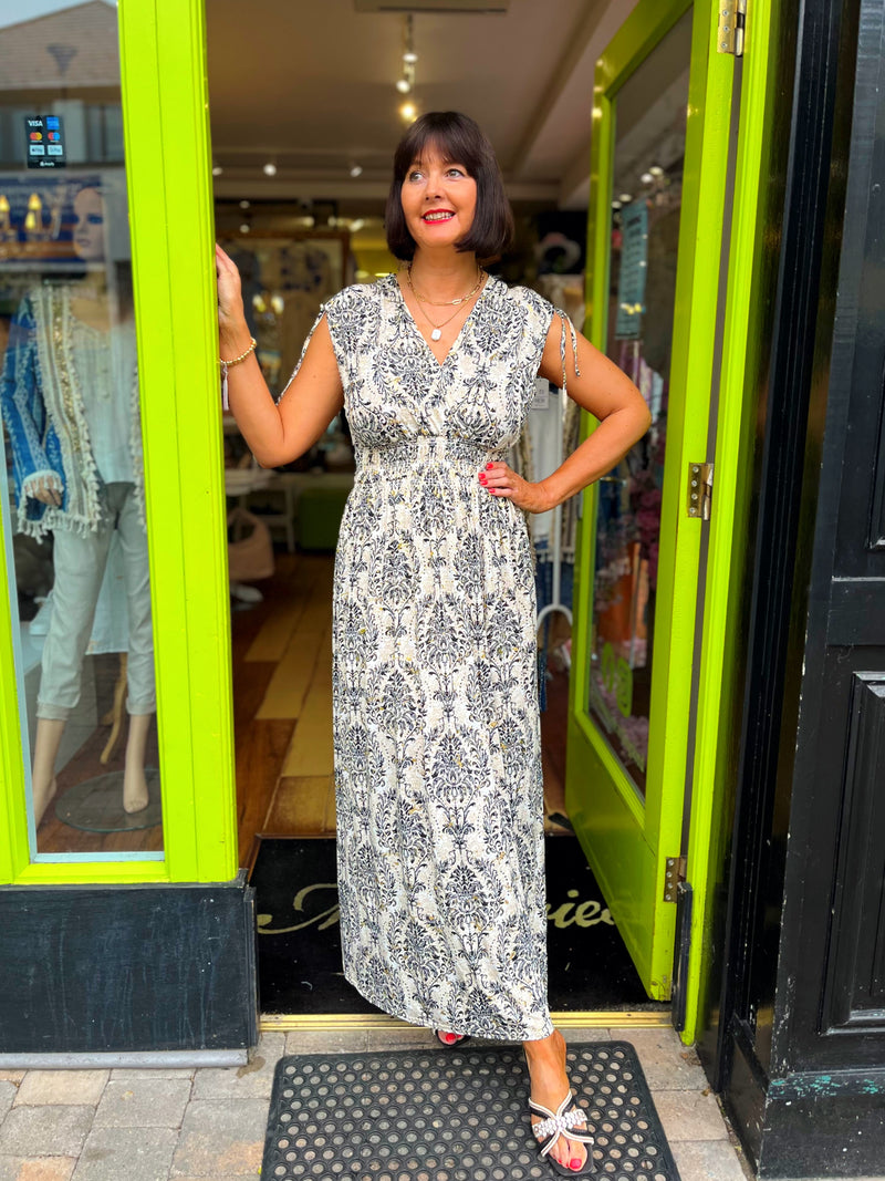 Magic Gold Speckle Black & Grey Maxi Dress