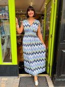 Magic Aztec Printed Magic Maxi Dress- Purple, Aqua & Blue