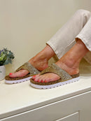 Heavenly Feet 'Hart' Gold Slider - Crystal Ombre