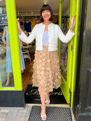 Talia Crochet Trim & Pearl Button Cardi  - Cream